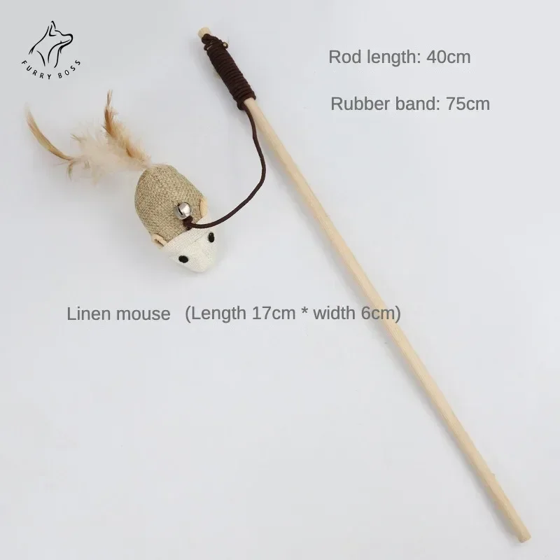 Забавная палочка с кошачьими перьями и колокольчиком играющая в висячие