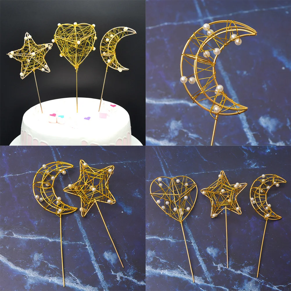 

Star Cake Moon Flag Merry Christmas Toppers For Wedding Happy Birthday Party Baking Decoration Cupcake Happy New Year
