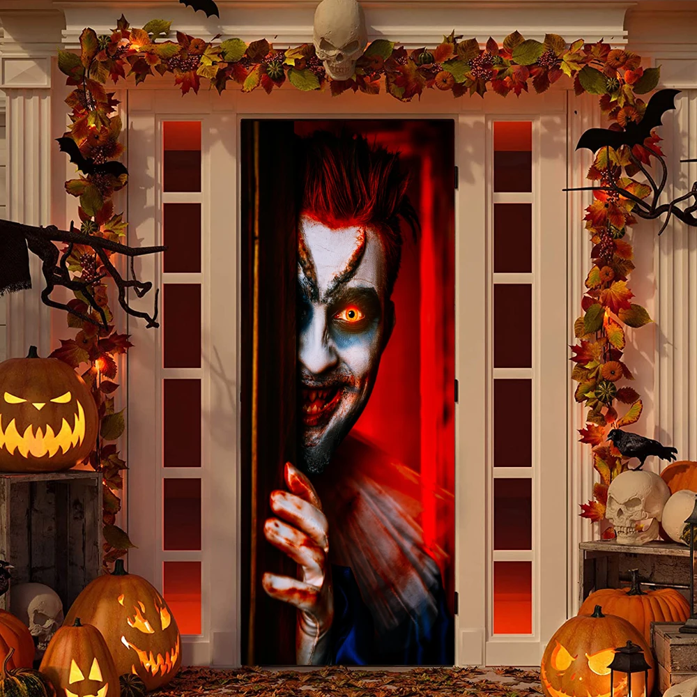 Vinyl Decal Adhesive Festival Wallpaper For Bar Living Room Home Door Decor 3D Removable Halloween Door Sticker