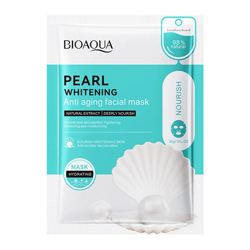 

1pc Bioaqua Facial Mask Pearl Simple Skincare Products Collagen Film Whitening Repairing Pores Cleaning Skin Care Face Mask