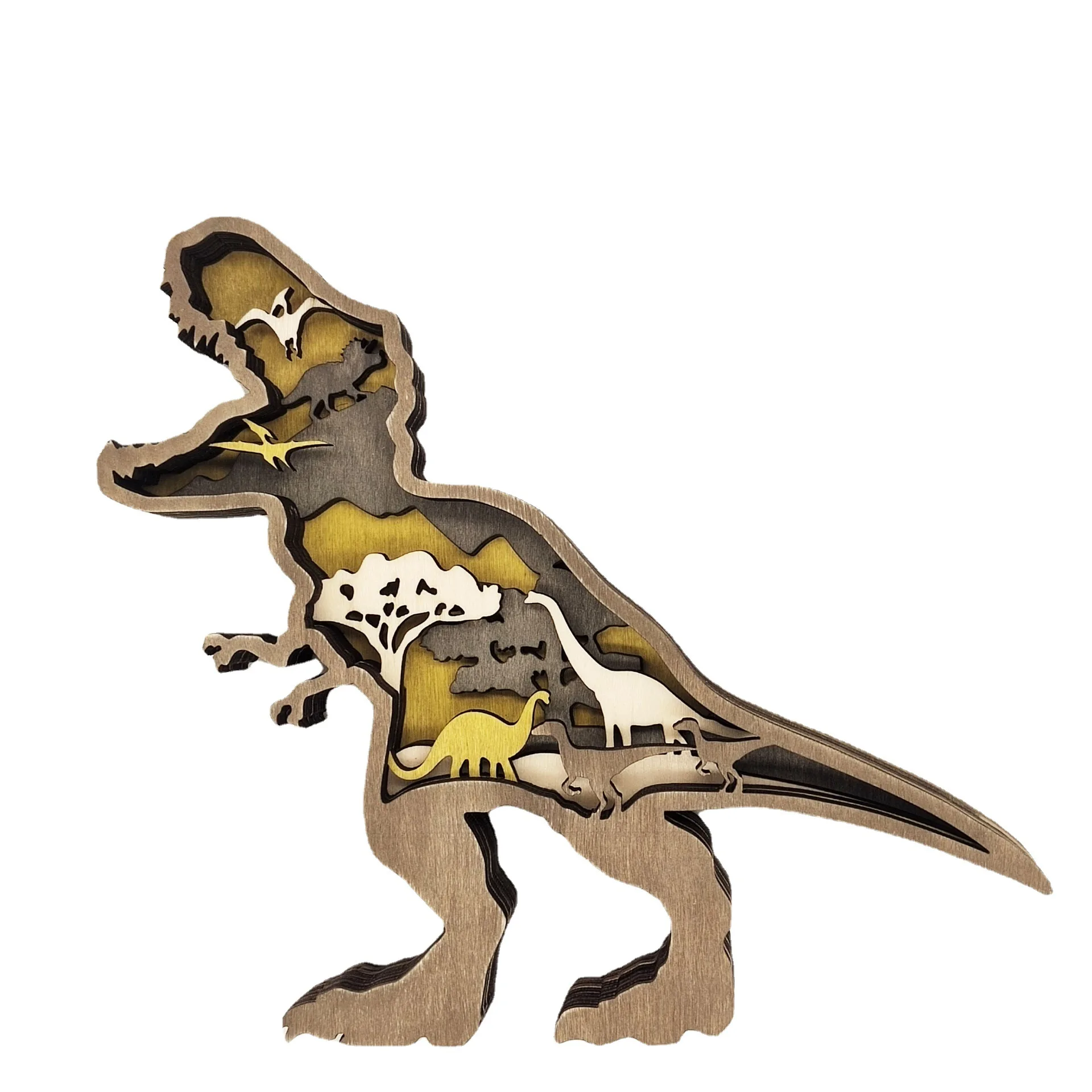 

Wooden Multi-layer Hollow Dinosaur Decoration Creative Home Decoration