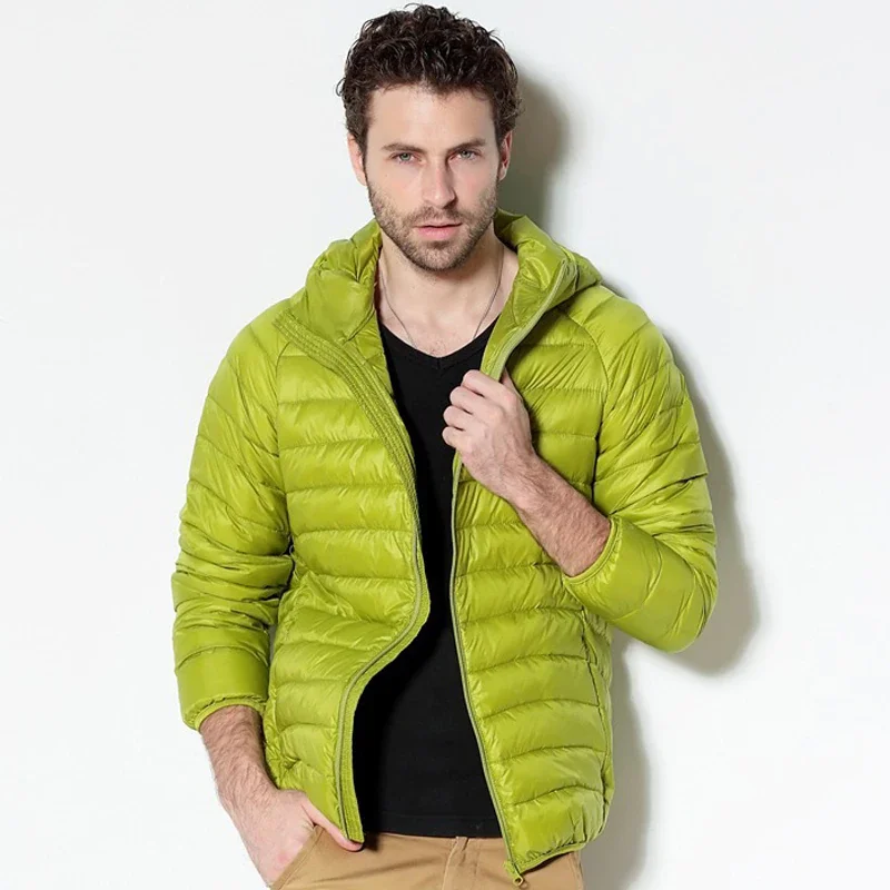 

Men White Duck Down Jacket 2021 New Portable Hooded Down Coat Ultralight Men Winter Coat Warm Thermal Down Parkas Plus Size 6XL