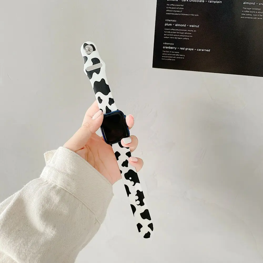 Glossy Cows Zebra TPU Loop for Apple Watch 8 7 6 5 4 3 2 SE Sports Bracelet Band Watch Band Strap 41mm 45mm 44mm 40mm 42mm 38mm