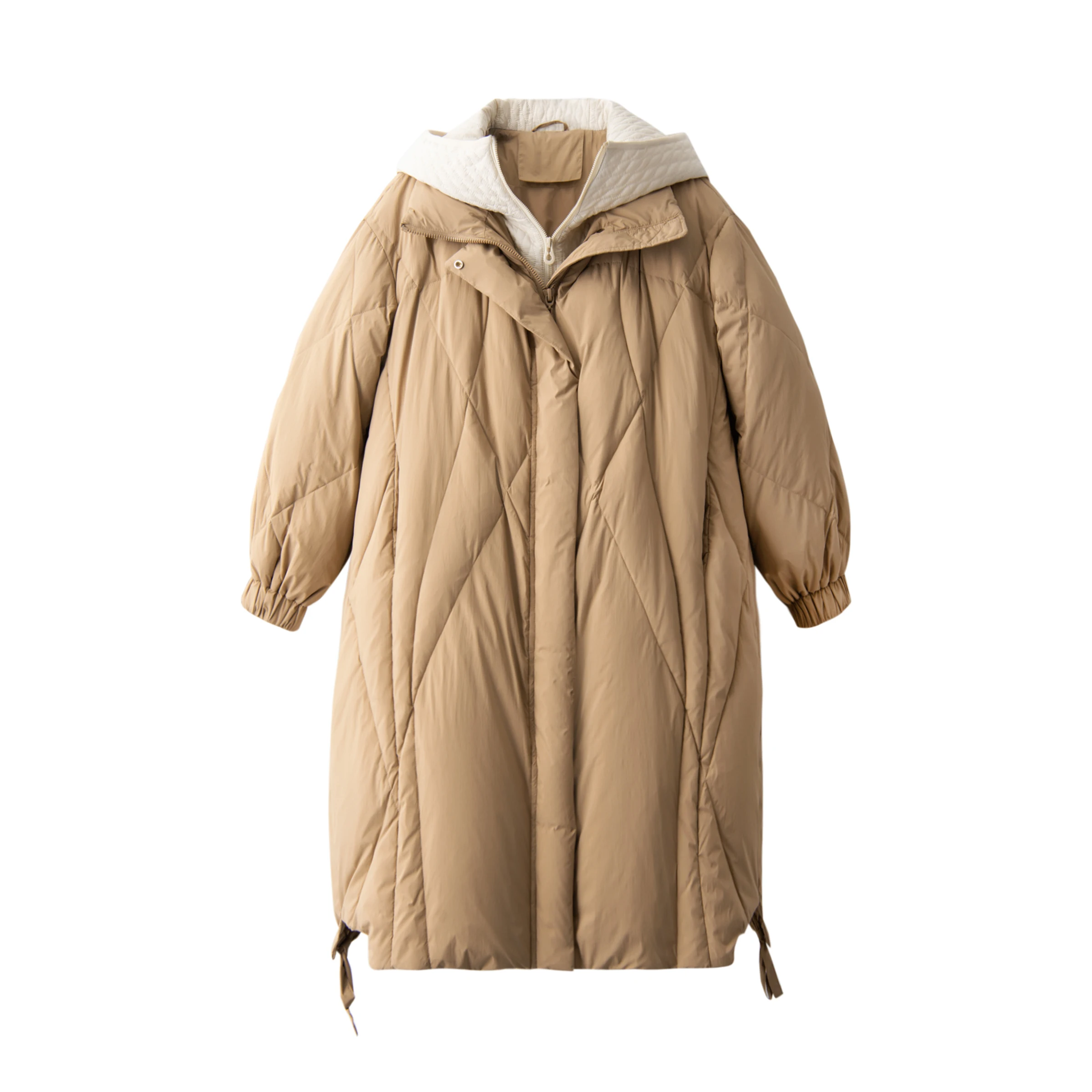 New Spliced  Casacos Femininos Inverno 2022 Coat 90% White Duck Down Long Abrigo Mujer  Winter Jacket Women  High Street