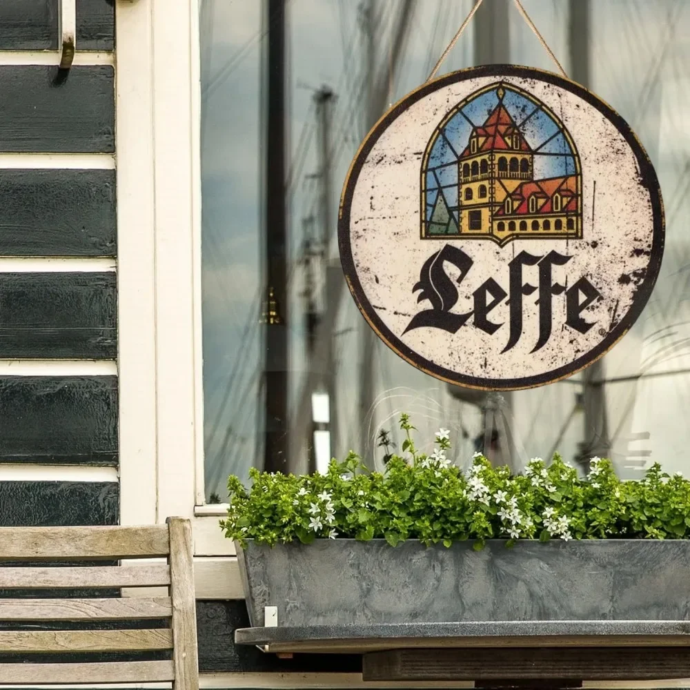 Круглая металлическая деревянная вывеска пива в стиле ретро постер Настенная