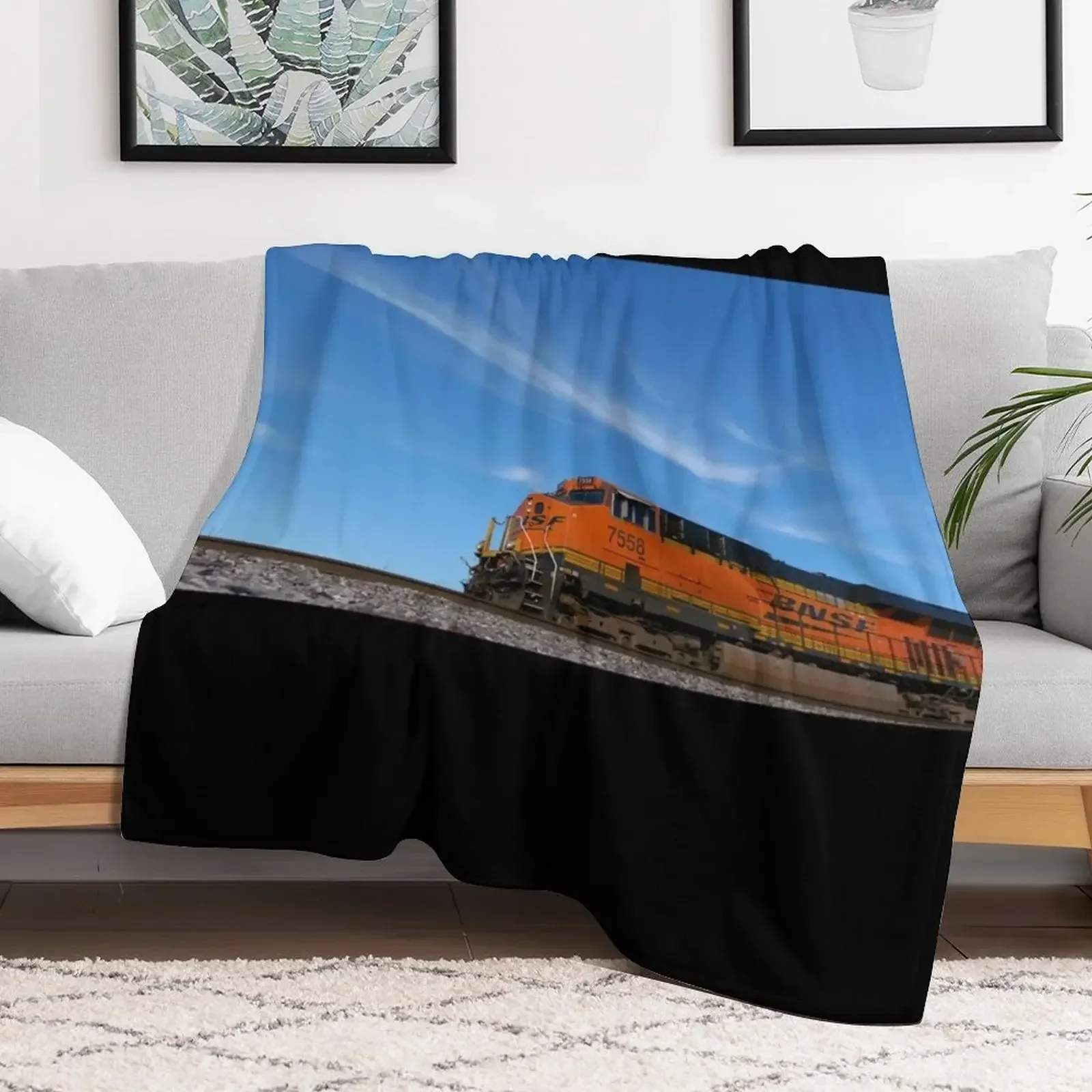 Фото BNSF # 7558 GE ES44DC Locomotive Leading 6K Throw Blanket, милый плед из фланелевой ткани, винтажный, тонкий, персонализированный подарок. №5