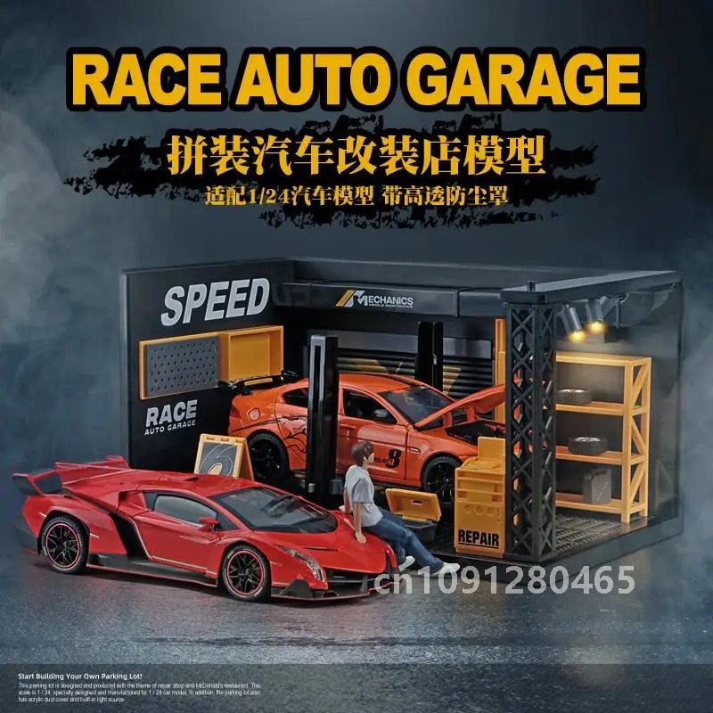 1:24 масштаб освещения парковка в сборе игрушка DlY модель гаража автомобиля