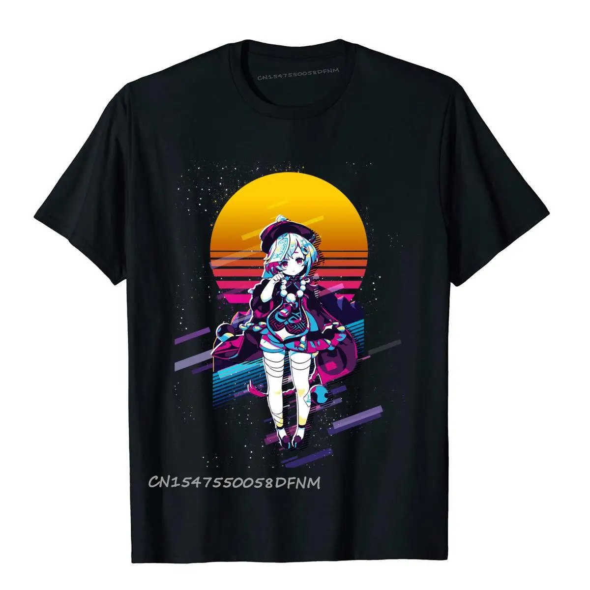 

Qiqi Genshin Impact 80-е Ретро Мужская забавная нормкор футболка премиум-класса хлопковые топы футболки для отдыха