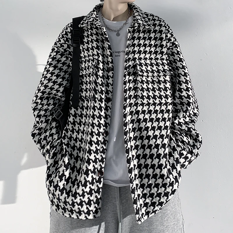 

Spring Autumn Premium Heavy Shirts Men Solid Loose Long Sleeve Women's jacket Hip Hop Thick Korean Casual Woolen Coat 2023 New