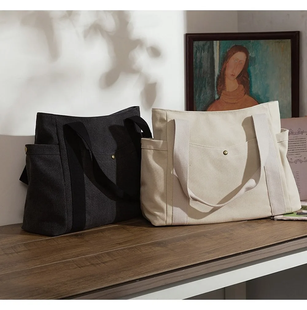 

Female Tote Bag Canvas Fabric Shoulder Bags Ladies A4 Large Capacity Casual Canvas Bag Handbags for Women Teenager Schoolbag Hot