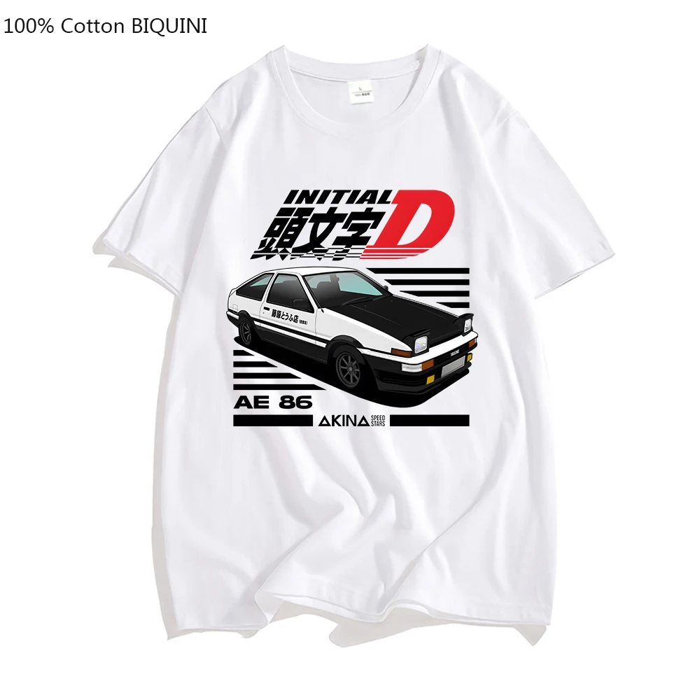 

Initial D Tee-shirt 100% Cotton T Shirt Street Racing Awesome Japanese Manga Short Sleeves Streetwear Print Tshirt Plus Size Men