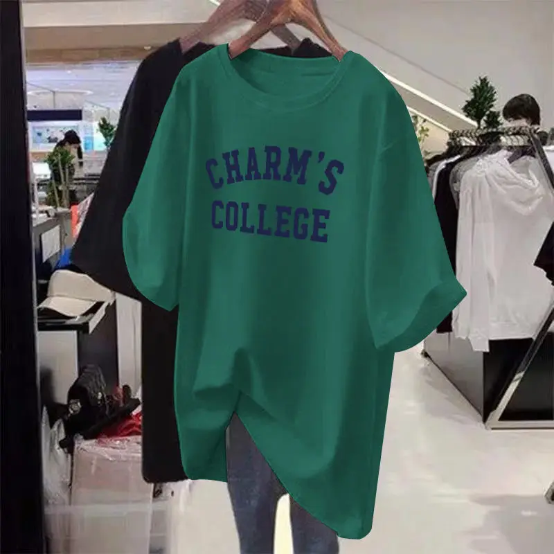 

Футболка женская с надписью, повседневный шикарный базовый однотонный топ оверсайз в винтажном стиле, на лето