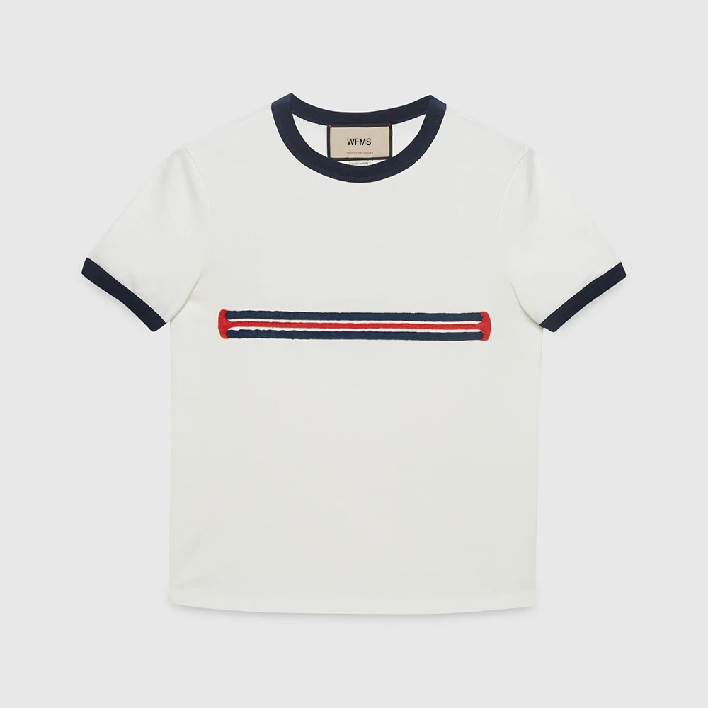 

MS Women White Ribbon Knitted Cotton T-shirt #wfms6369