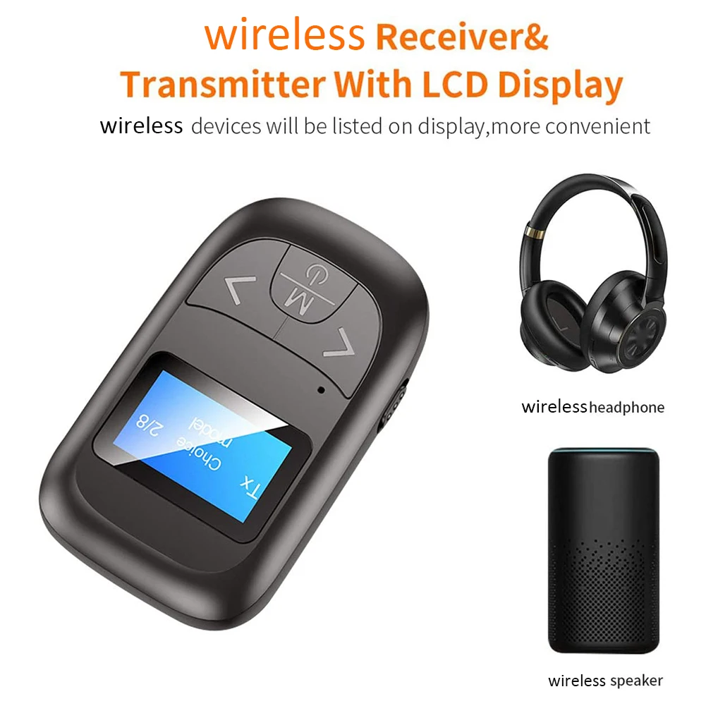 

T14 Bluetooth-compatible 5.0 Audio Transmitter Receiver Adapter with LED Display 3.5mm AUX USB Stereo Music Wireless Adapter