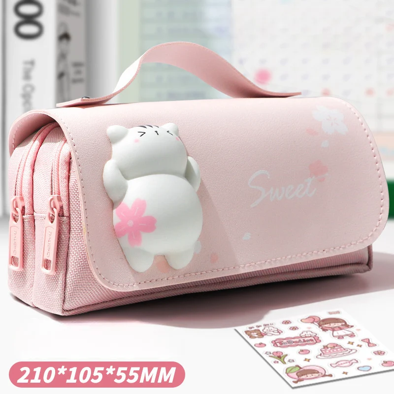 

Кавайный карандаш большой емкости с функцией снятия стресса, милая сумка для ручек с предварительно загруженной игрушкой для студентов, канцелярские принадлежности