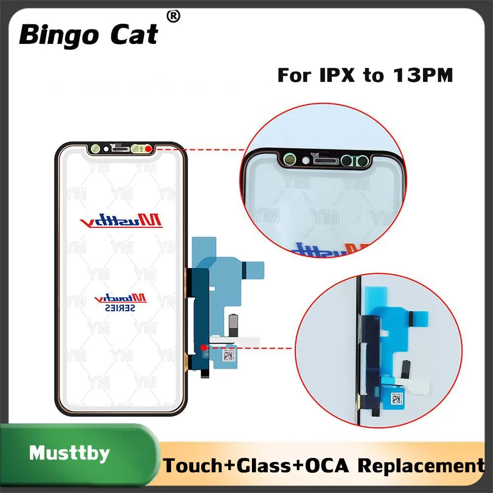 Сенсорный экран Musttby 5pc для iPhone 11pro X Xs Max XR 11 12 pro TP дигитайзер + OCA полый клей