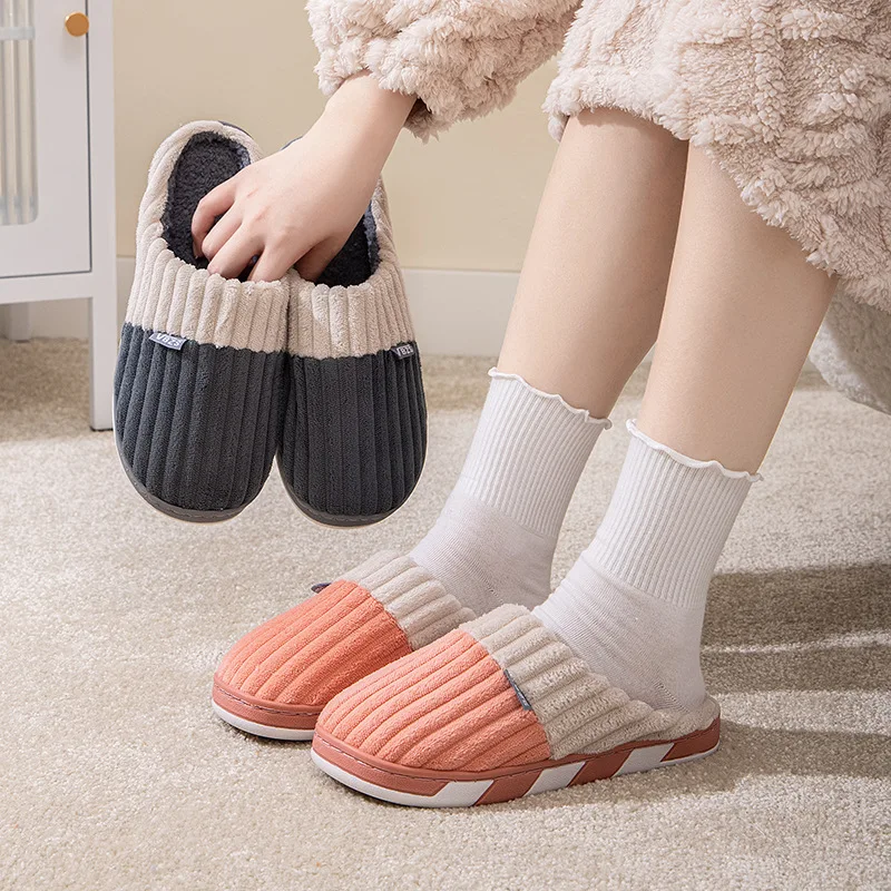 Wholesale House Slippers Soft Cloud Fluffy Slippers Winter Warm Home Slippers Corduroy Multicolor Non-Slip Indoor Sides Slippers