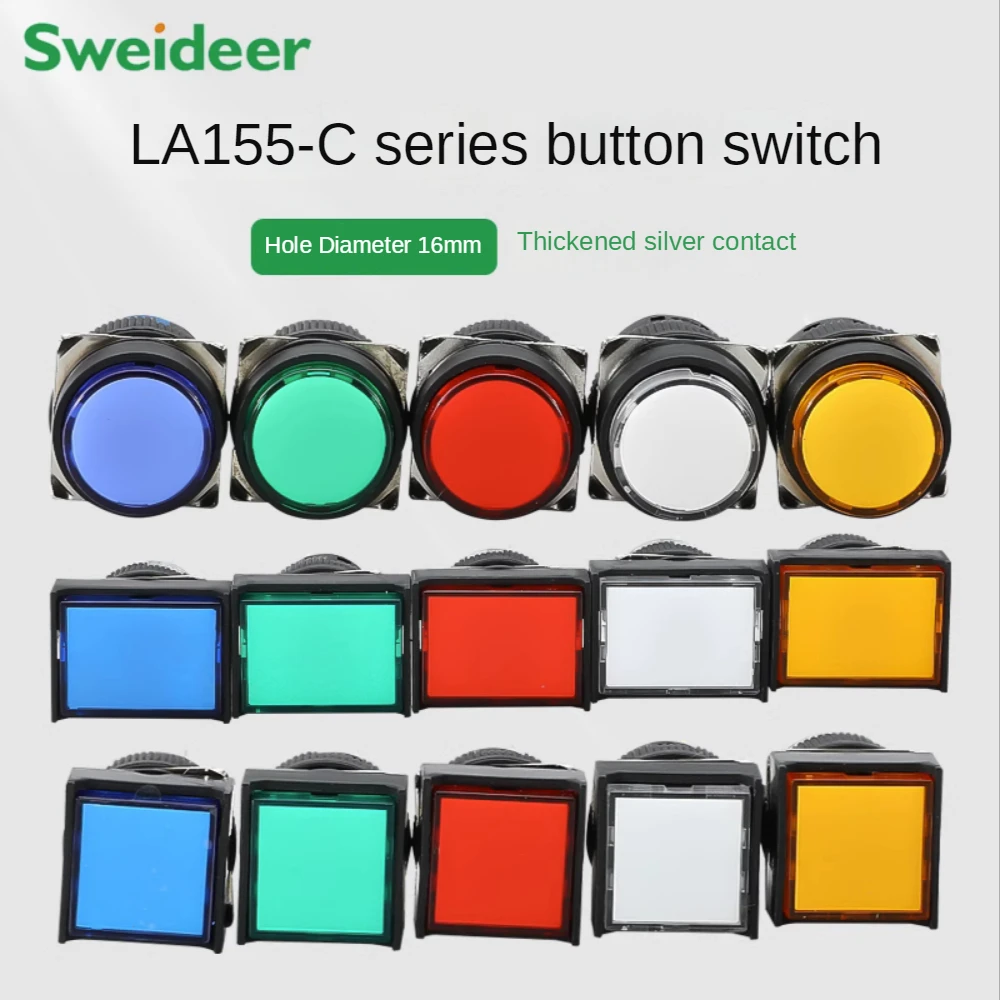 

LED Button Sweideer LA16 Self Locking Reset Miniature Circle Power Supply 16mm Silver Contact Push Button Rotary Switch