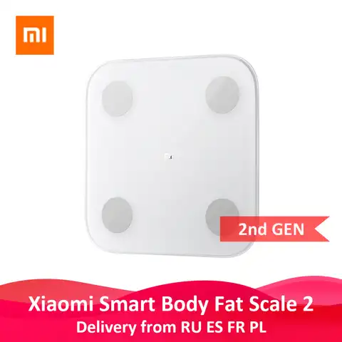 Оригинальные смарт-весы Xiaomi Mi 2 для определения жира в теле, Bluetooth весы для определения индекса массы тела и индекса массы тела, 2 светодиодны...