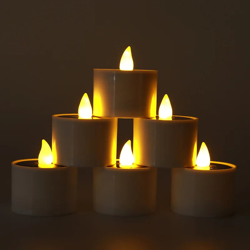 

6 Pcs Solar LED Candle Light Round Candle Outdoor Waterproof Self-Brightening Solar Garden Light Solar Outdoor Light Lantern