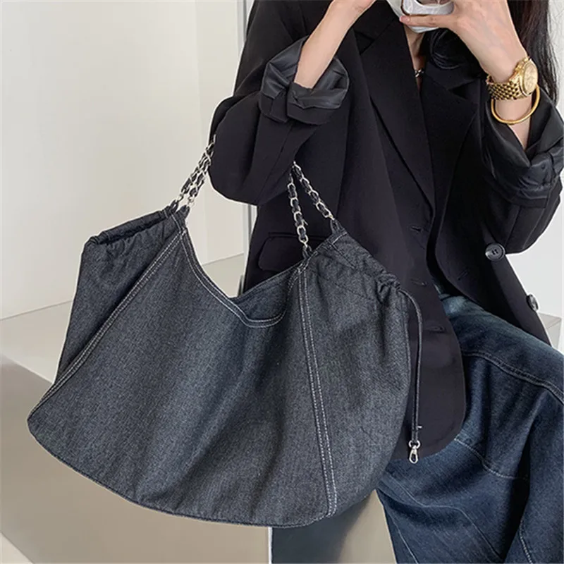 

Женская джинсовая сумка через плечо, Джинсовый клатч через плечо с цепочкой и ремешком, модная дорожная дизайнерская сумочка