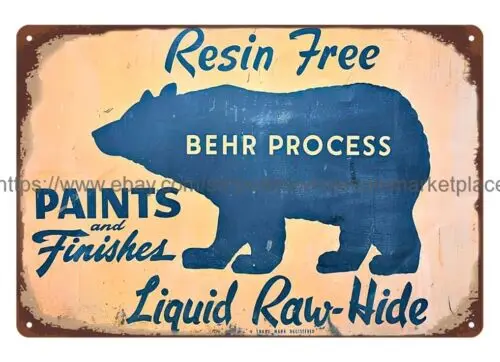 Behr обработка красок Отделка медведь металлический жестяной знак кухонный Декор