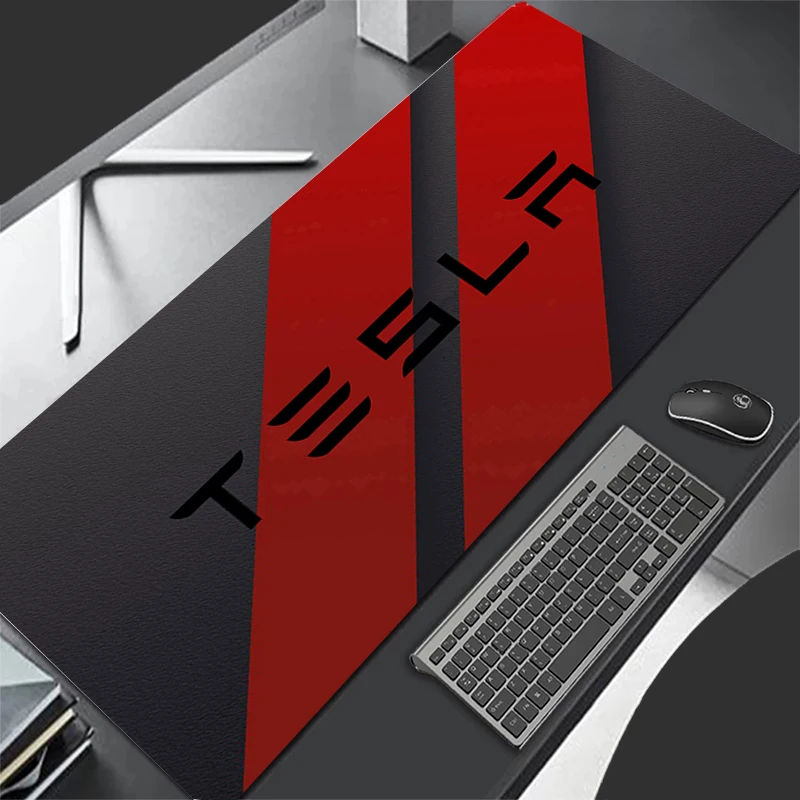 Большой игровой коврик для мыши с логотипом Tesla HD, 800x400, резиновый мягкий Настольный коврик для ноутбука, игровой нескользящий коврик для мыши с клавиатурой