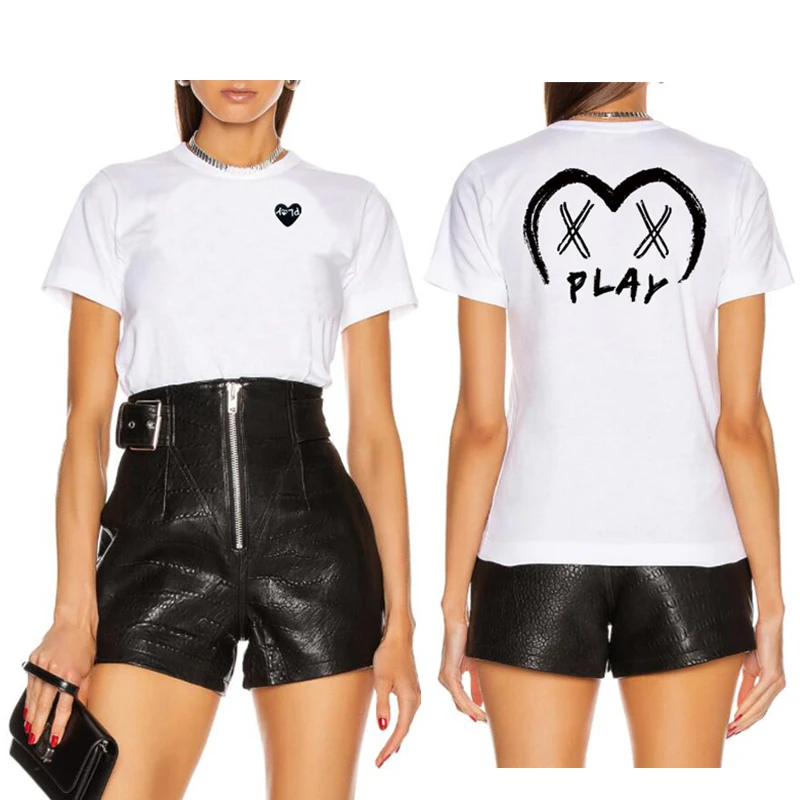 

Футболка с вышивкой для мужчин и женщин, свободная хлопковая рубашка с круглым вырезом, с коротким рукавом, Повседневная футболка для пар, л...