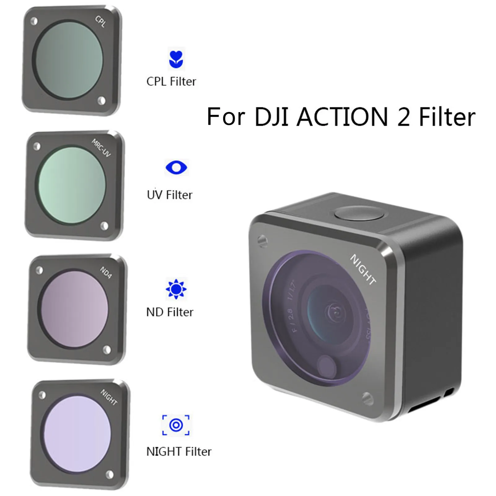 

Filter ForDJI Action 2 Camera CPL U V ND SART NDPL NIGHT Filters Aluminium Optical Glass Lens ForDJI OSMO Action 2 Accessories