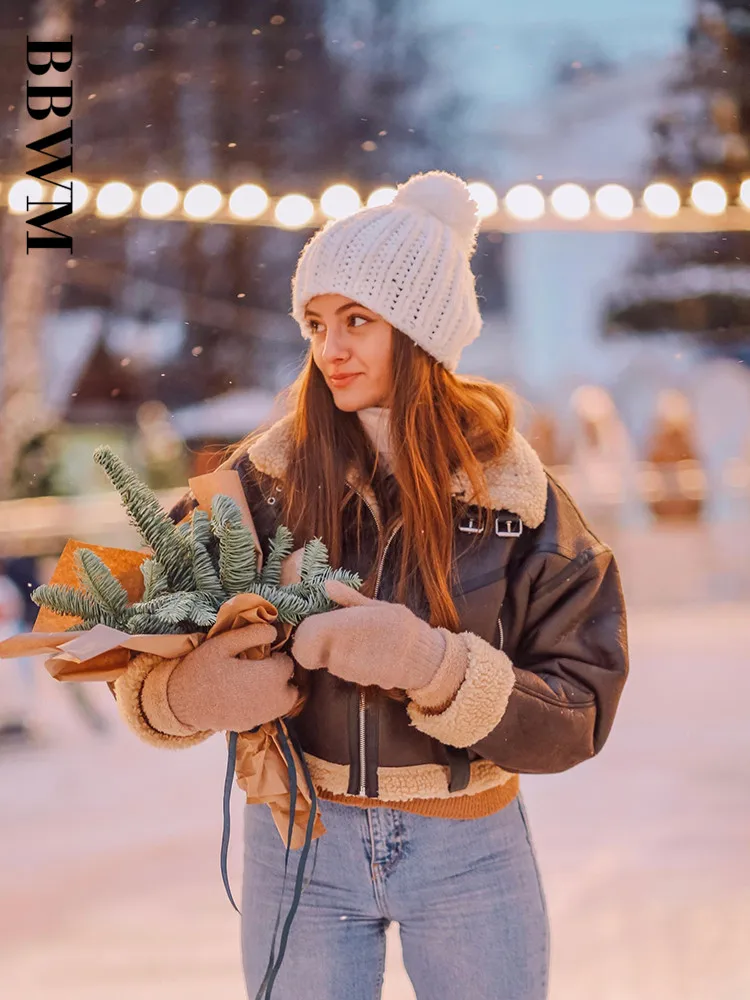Женская модная Толстая теплая куртка из искусственной овчины пальто винтажная