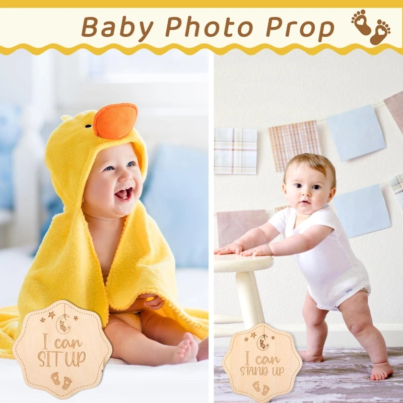 

13Pcs Double Sided Printed Milestone Baby Wooden Cards Teether Photography Cards