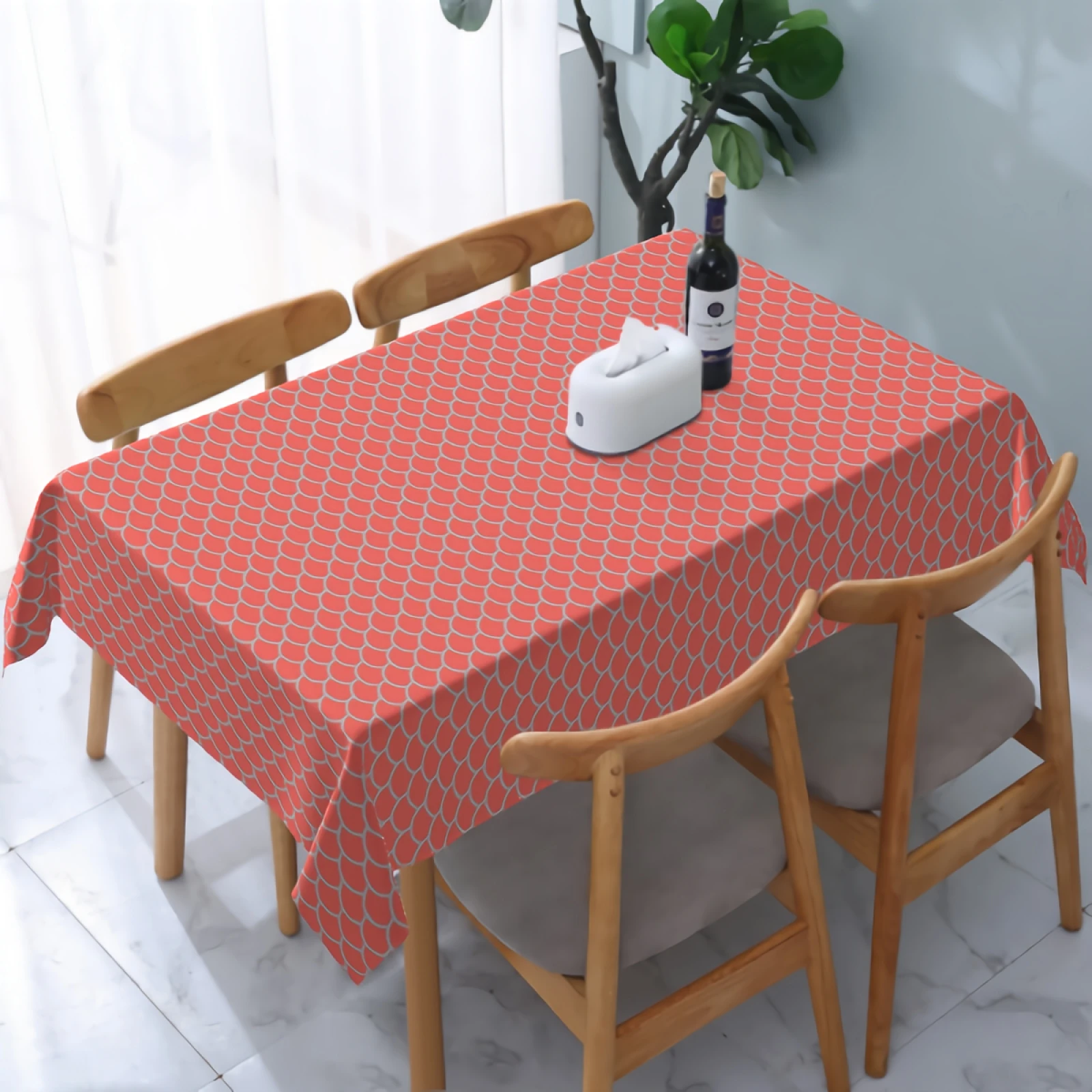

Red Mermaid Tablecloth Washable Stain and Wrinkle Resistant Water-Proof Table Cloth for Dining Table Party Home Decor 54x72 Inch