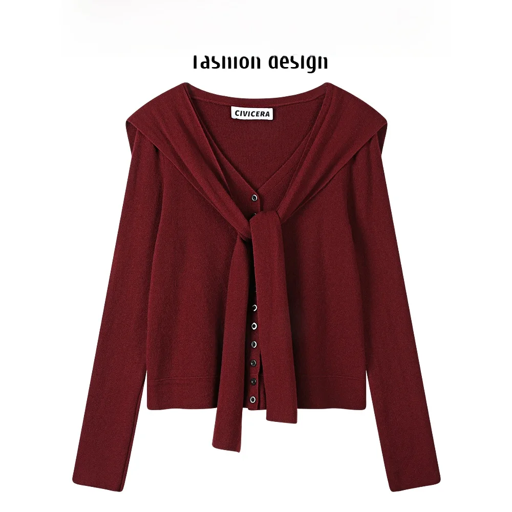 Civicera Angola красный темперамент шаль с v-образным вырезом вязаный женский ранний