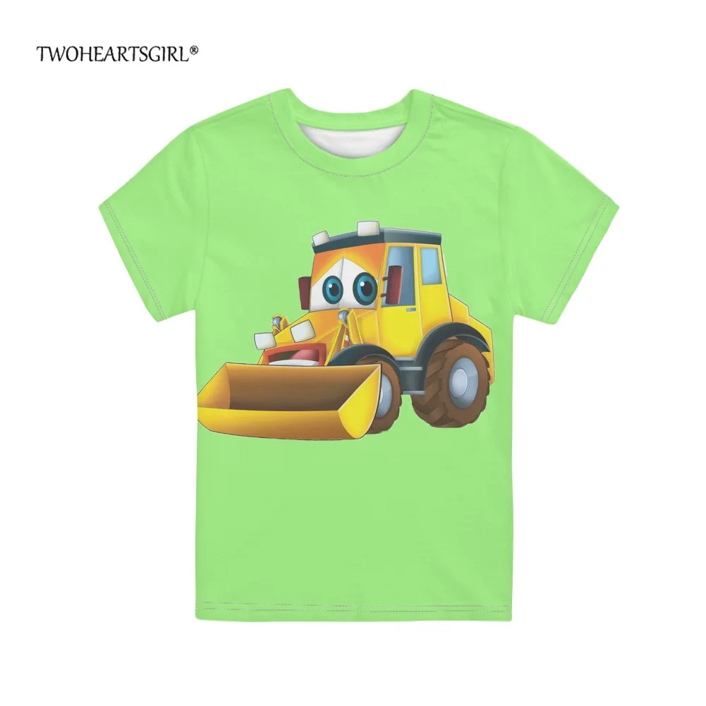 

Детская футболка twoheart sgirl с рисунком экскаватора, удобная детская одежда с коротким рукавом, летняя мягкая уличная одежда для мальчиков и де...