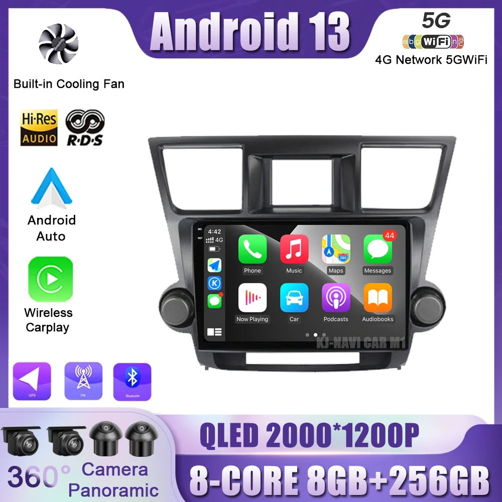 

Автомагнитола для Toyota Highlander 2 XU40 10,1-2007, 2013 дюйма, Android 13