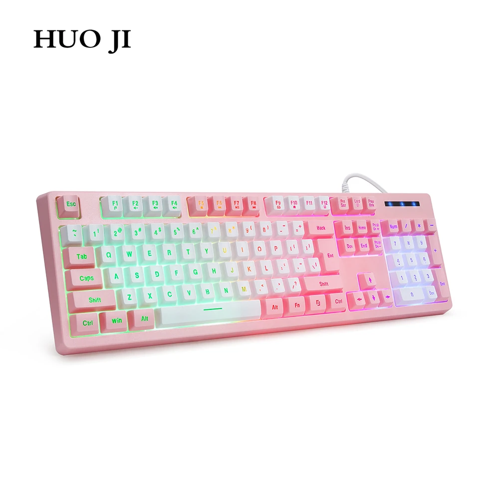 

Wired Gaming Keyboard Mechanical Feel 104 Keys Wired USB Game Keypad LED Backlit Office Keyboard for Desktop Computer Gamer