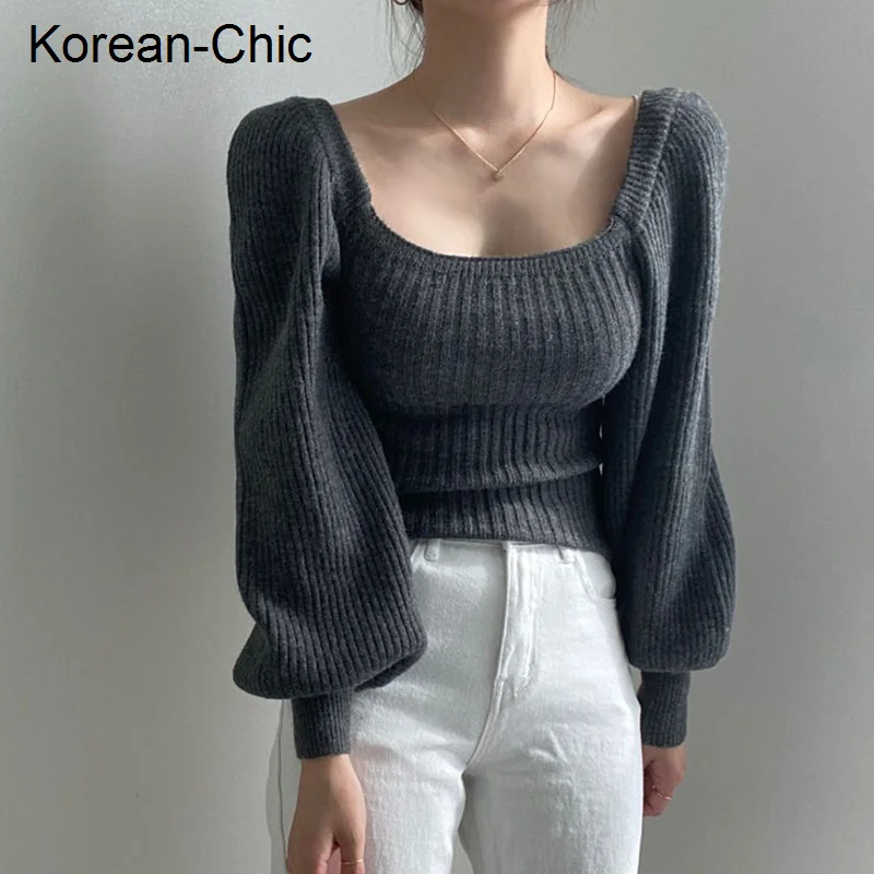 

Женский пуловер с воротником и рукавами, цветной вязаный Топ, женский зимний теплый топ с длинным рукавом и зауженной талией