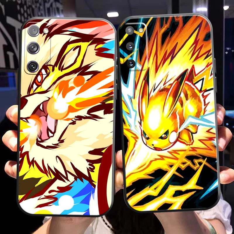 

Japan Anime Pokemon Pikachu Phone Case For Samsung Galaxy S22 S21 S20 Plus Ultra FE 5G Back Funda Liquid Silicon Coque Carcasa