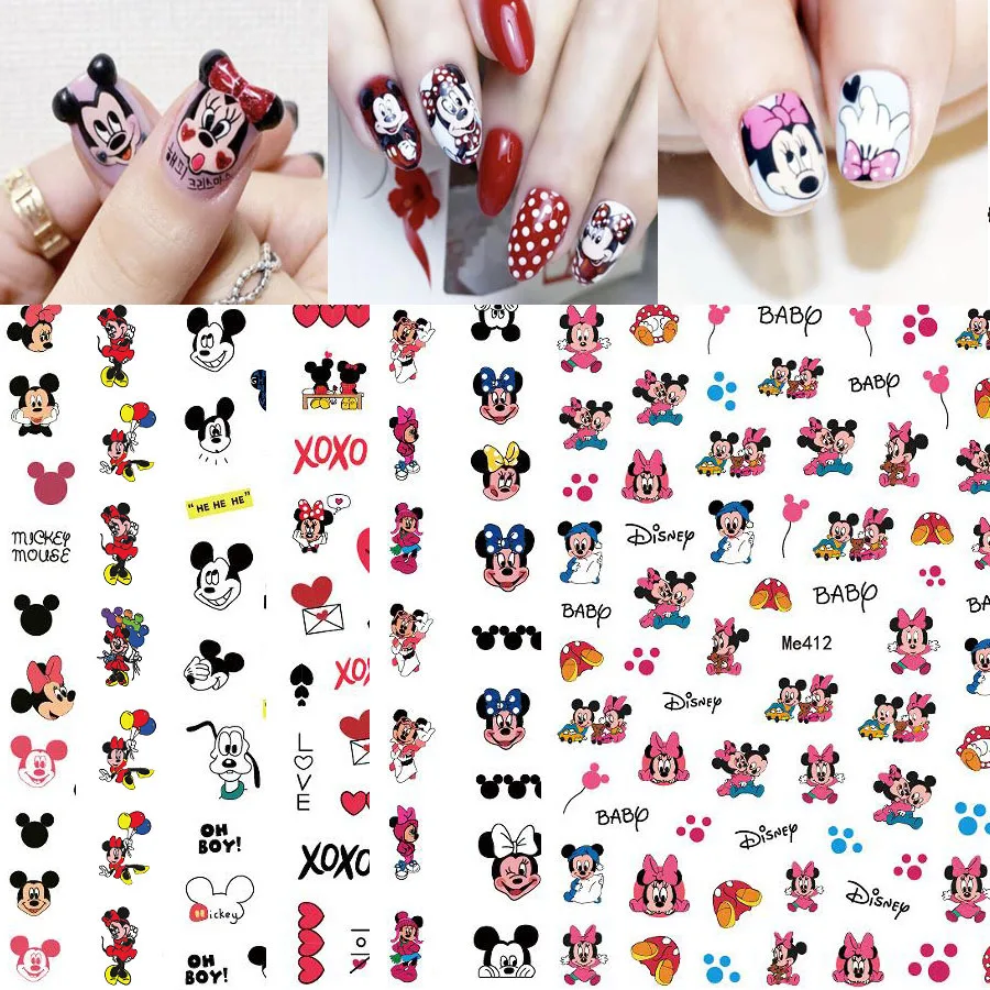 

10PCS Disney Series Nail Stickers Mickey Minnie Nail Decal 3D Cartoon Cute Little Accessory Nail Self-adhesive Slider