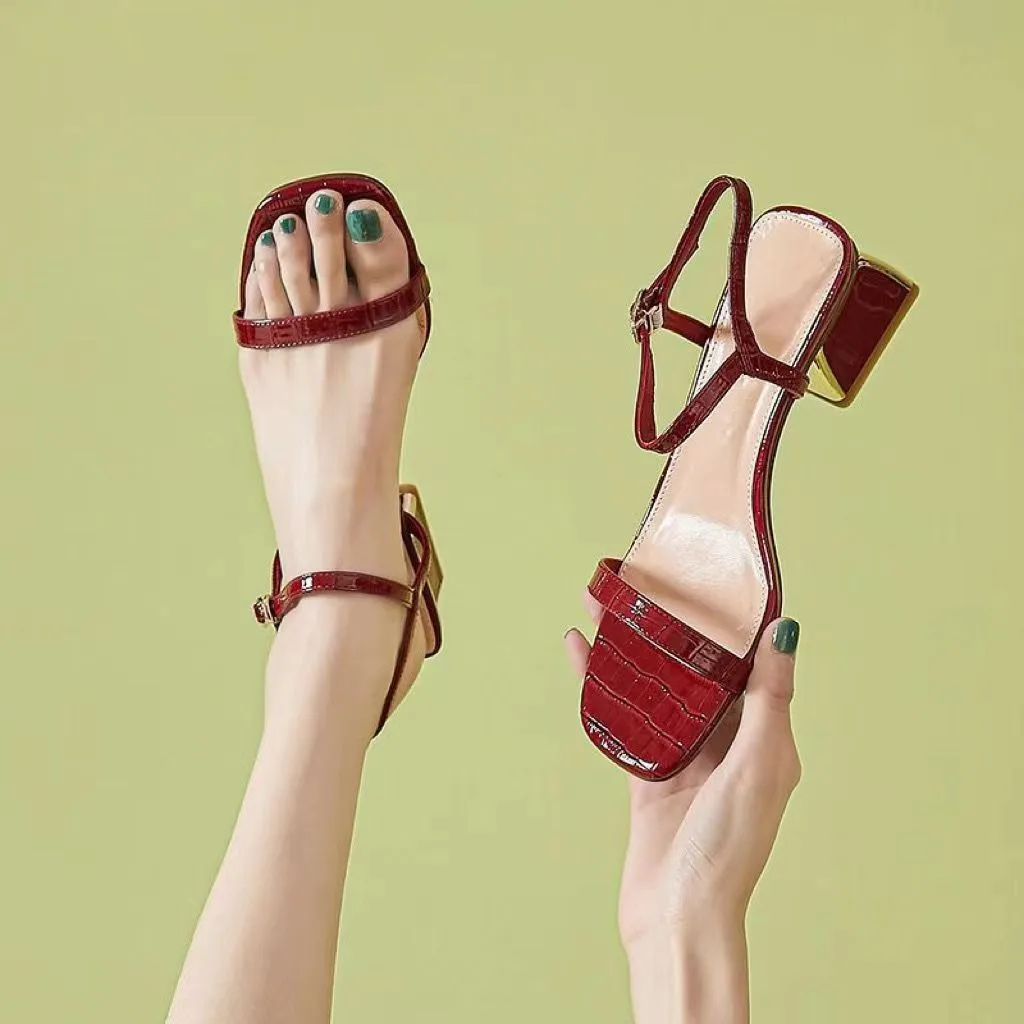 

Сандалии женские на толстой квадратной подошве, Простые Модные босоножки в Корейском стиле, лето