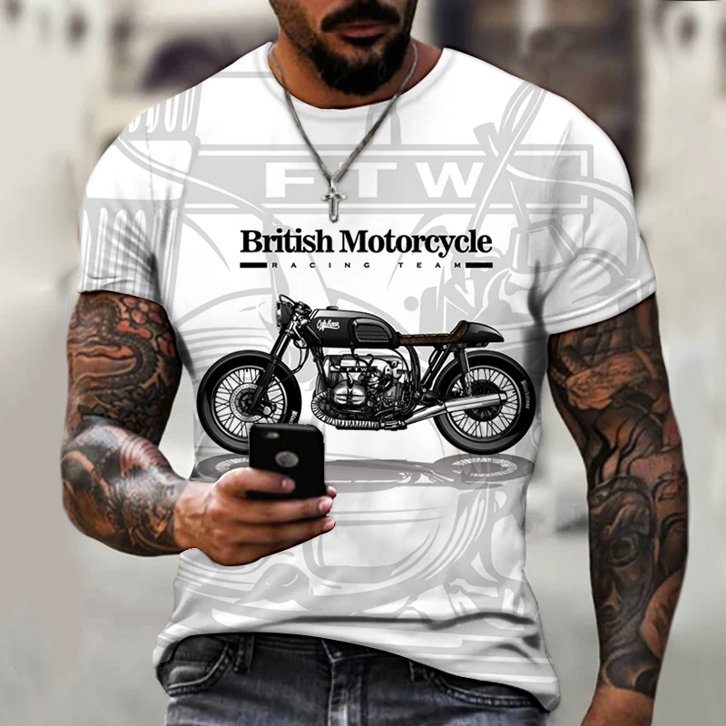

Short Sleeve Men's T-shirts Retro Motorcycle Style Fashion Hot Luxury Street 2-piece Set Sportswear Summer 3D Printed Casual