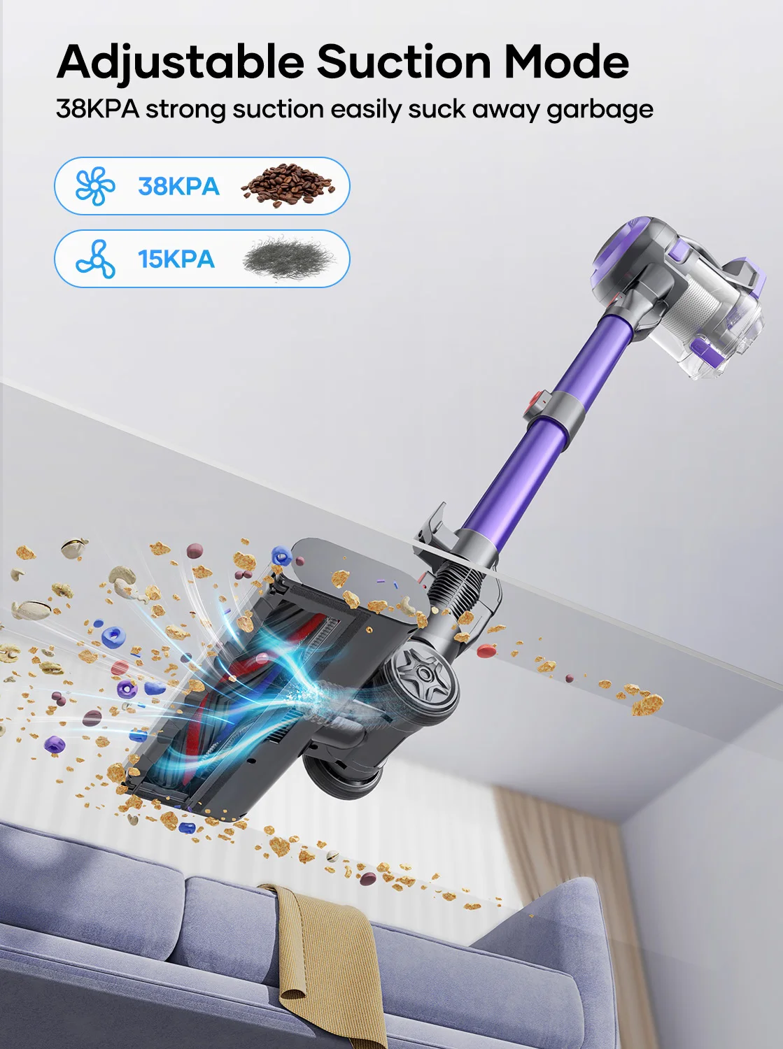 Фото Laresar V10 Lite 38000Pa беспроводной пылесос ручной сильная кнопка всасывания умный бытовой прибор для ковров волосы 45 минут №2