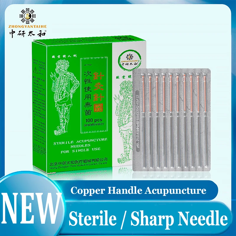 

100 Pcs Acupuncture Individual Package Tin Foil Disposable Copper Handle Acupuncture Needle Without Tube Sterile / Sharp Needle