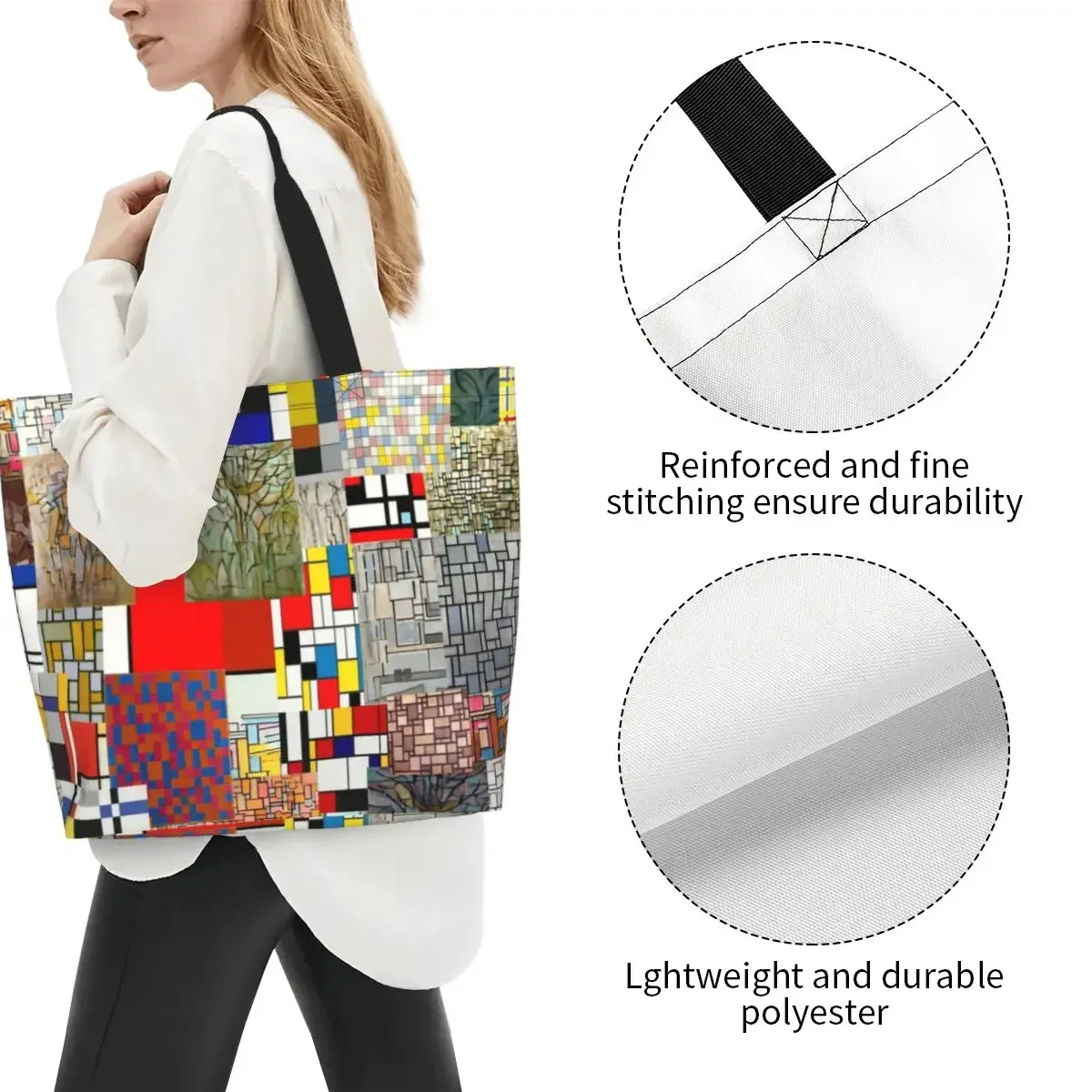 Женская Холщовая Сумка для покупок Piet Mondrian многоразовая вместительная сумочка