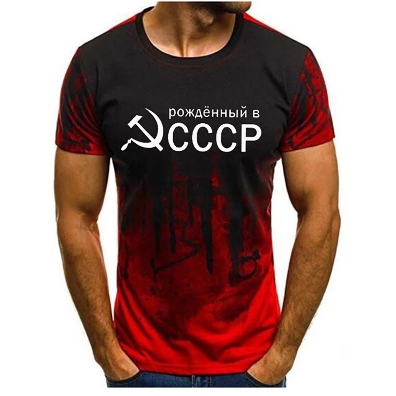 

New Mens T-Shirt Summer CCCP Russian T Shirts Men USSR Soviet Union Man Short sleeve Tshirt Moscow Mens Tees O Neck Tops XS-6XL