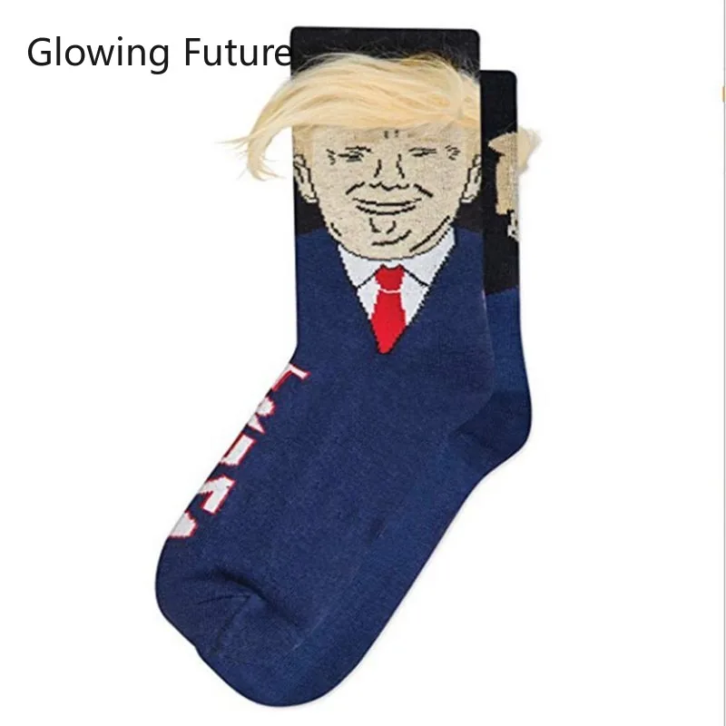 

New Funny Socks Trump Cute Personality Hairstyle Unisex Kawaii Socks Casual Cotton Men Women Tube Sokken Fashion Cartton Sox