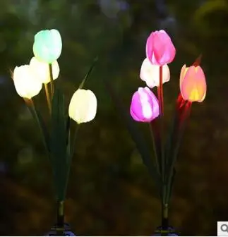 

Outdoor Garden Solar Stake Lights, Solar Powered Color Changing LED Stake Lights with 8 Tulip Flower for Garden Backyard Decor