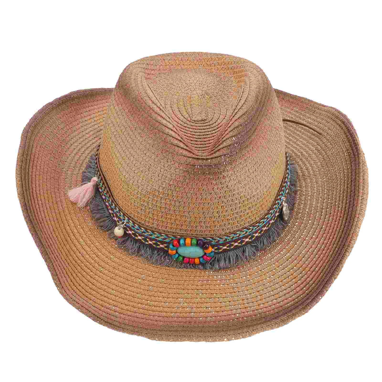 

Straw Hats Women Cowboy Wide Brim Summer Sun Protection Travel Fashion Outdoor Women's