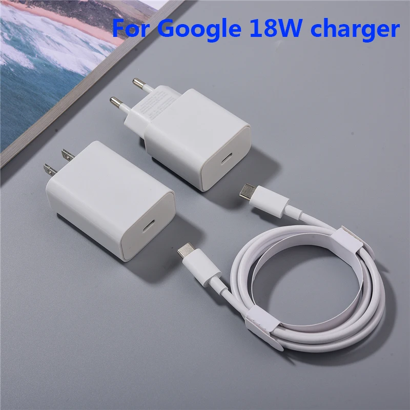 

For Google 18W PD Fast Charger EU/US Quick Charge Travel Adapter 1M Usb C To Type C Cable For Google Pixel 5 6 7 Pro 5A 6A XL