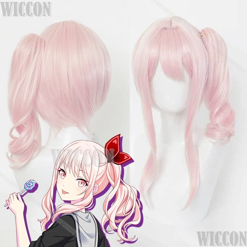 Mizuki Akiyama Pink Wig Game Project Sekai Colorful Stage! Реквизит для косплея односторонний наклонный